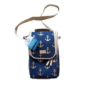 Natural Elements Contemporary Insulated Wine Carrier Anchor Boat Blue Picnic NEW